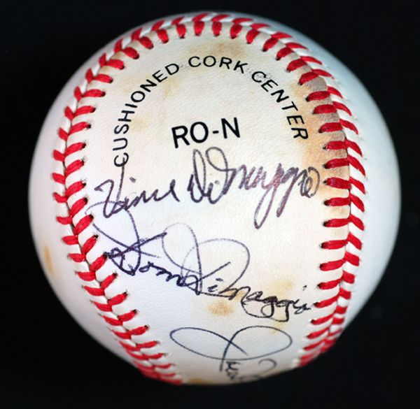 DiMaggio Brothers Multi-Signed ONL Baseball (3 Signatures) - Joe, Dom & Vince