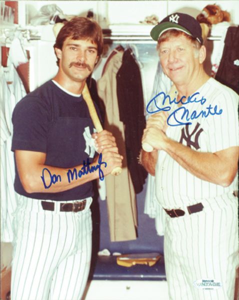 Mickey Mantle, Don Mattingly Signed 8x10 Photo