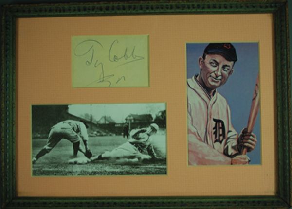 Ty Cobb Cut Signature Framed Display