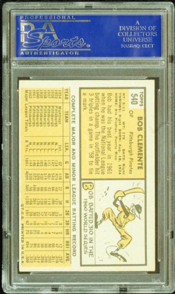 Roberto Clemente Signed 1963 Topps Card Graded PSA/DNA 9