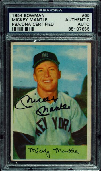 Mickey Mantle Signed 1954 Bowman Card (PSA/DNA)