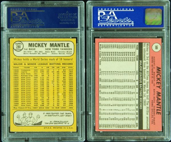 1968 & 1969 Topps Mickey Mantle No. 280 PSA 4