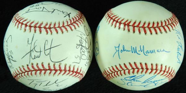 Rockies & Indians Team-Signed Baseballs (2) with Holliday, Tulowitzki, Olin