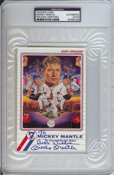 Mickey Mantle Signed Sports Impressions Postcard (PSA/DNA)