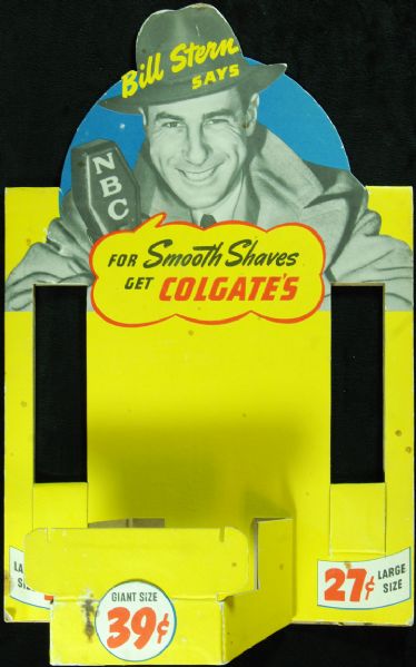 Bill Stern Vintage Colgate Shaving Point of Sale Cardboard Advertising Display