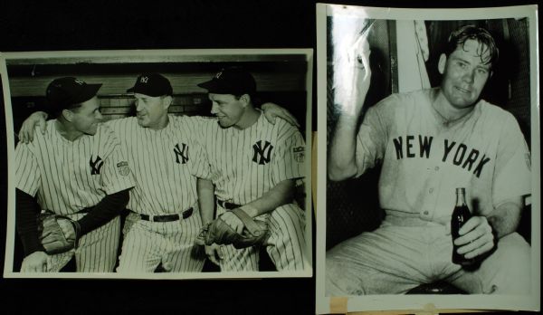 New York Yankees Original Wire Photos (7) with Mickey Mantle, Casey Stengel