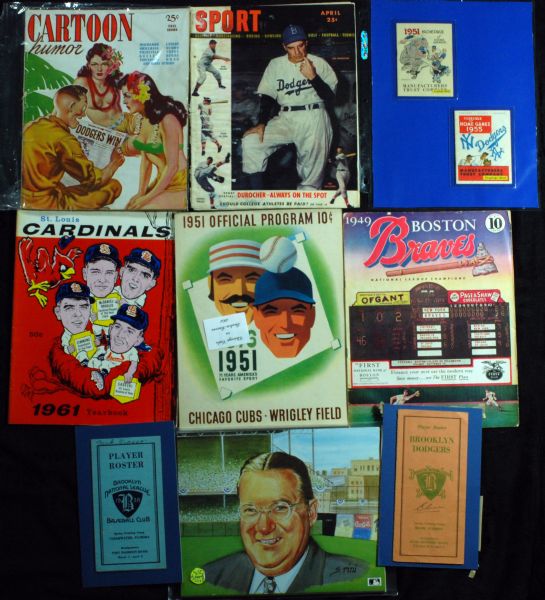 Brooklyn Dodgers, etc. Oddball Group with 1950s Schedules, Books, 1930s Player Rosters
