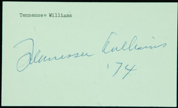 Tennessee Williams Signed 3x5 Index Card