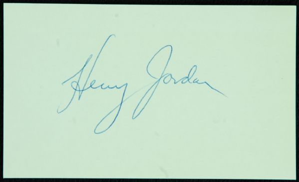 Henry Jordan Signed 3x5 Index Card (Graded PSA/DNA 9)
