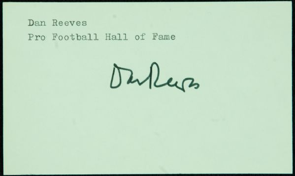Dan Reeves Signed 3x5 Index Card (Graded PSA/DNA 9)