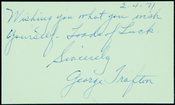 George Trafton Signed 3x5 Index Card (PSA/DNA)