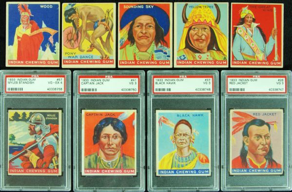 1933 Goudey Indian Gum lot of 9