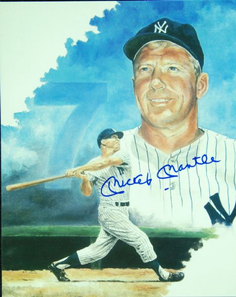 Mickey Mantle Signed 8x10 Artwork