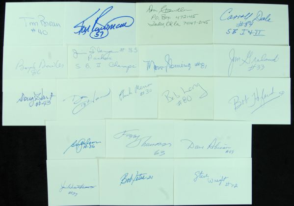 Green Bay Packers Ice Bowl Signed 3x5 Index Cards (19)