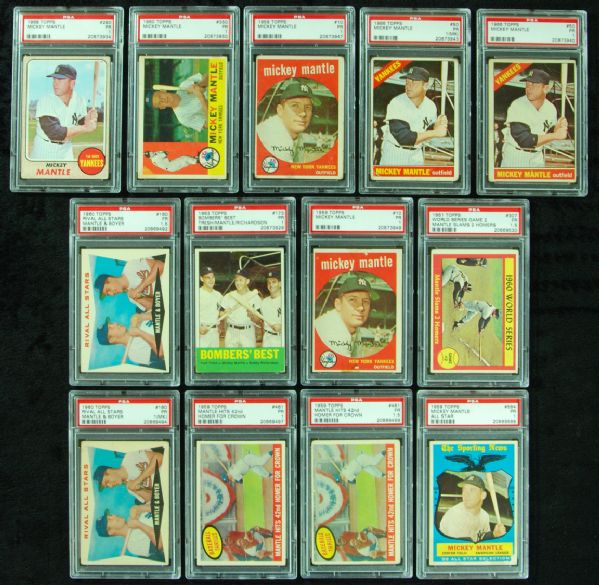1959-1968 Topps Mickey Mantle PSA 1 Collection (13)