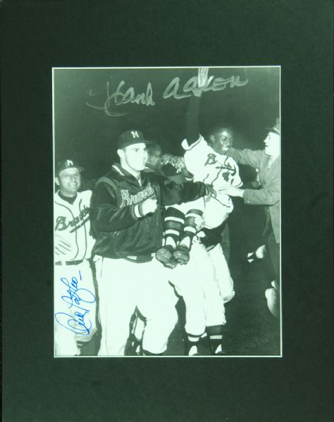 Hank Aaron & Andy Pafko Signed 8x10 National Archives Photo