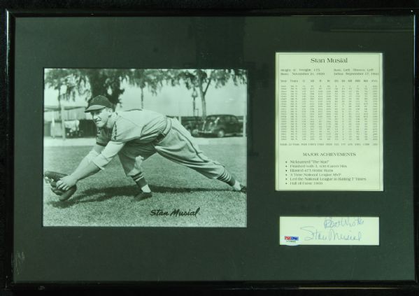 Stan Musial Cut Signature & Photo Framed Display (PSA/DNA)