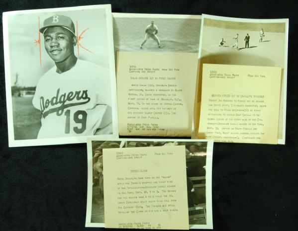 Brooklyn Dodgers Original Wire Photos (4) with Gilliam, Medwick