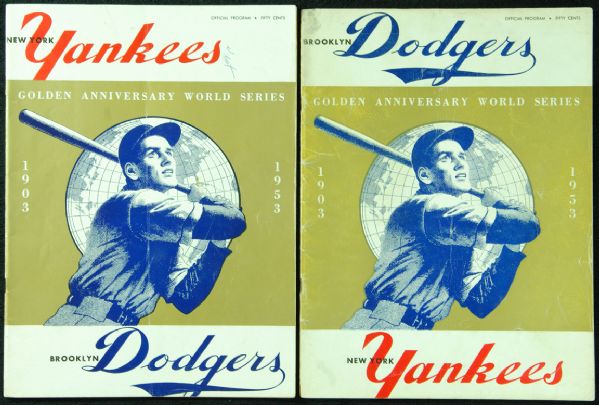 1953 World Series Programs (2) with both Yankees & Dodgers versions