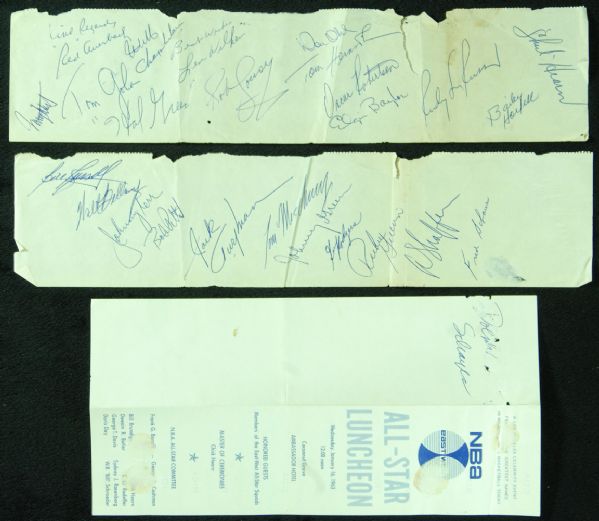 1963 NBA All-Star Team-Signed Sheets (26 Signatures) with Chamberlain & Russell (PSA/DNA)