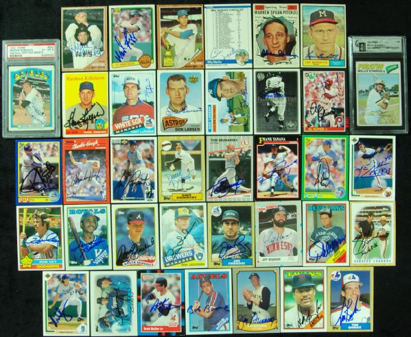 Signed Card Group of 35 with Billy Martin, Stargell, Boggs, Brooks Robinson