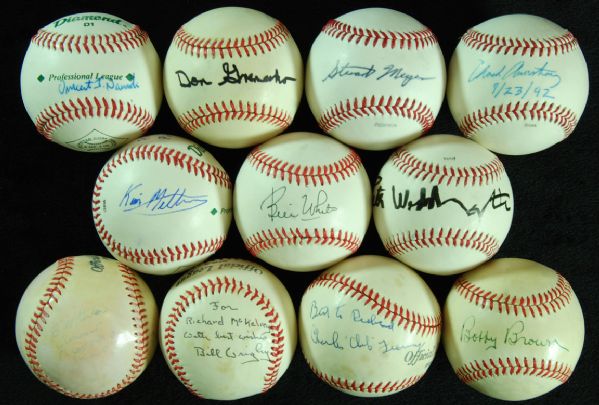 Baseball Executives Single-Signed Baseballs (11) with Bill White, Feeney, Giles