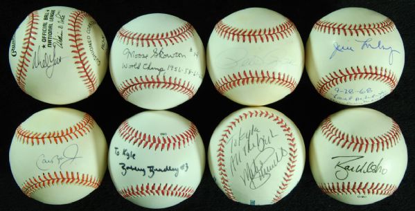 Single-Signed Baseballs lot of 8 with Ripken Jr., Mike Schmidt