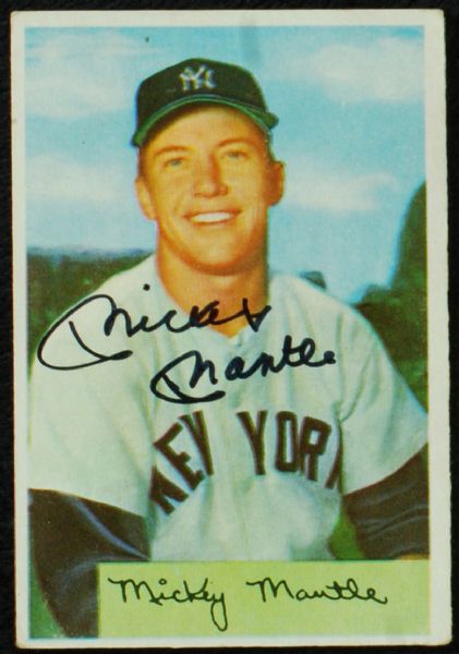 Mickey Mantle Signed 1954 Bowman Card (PSA/DNA)