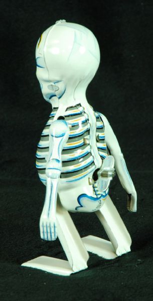 Sam the Strolling Skeleton Japanese Tin Litho Windup Toy - Mint in Mint Box
