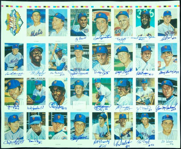 1969 New York Mets Team-Signed Ron Lewis Sheet (28 Signatures)