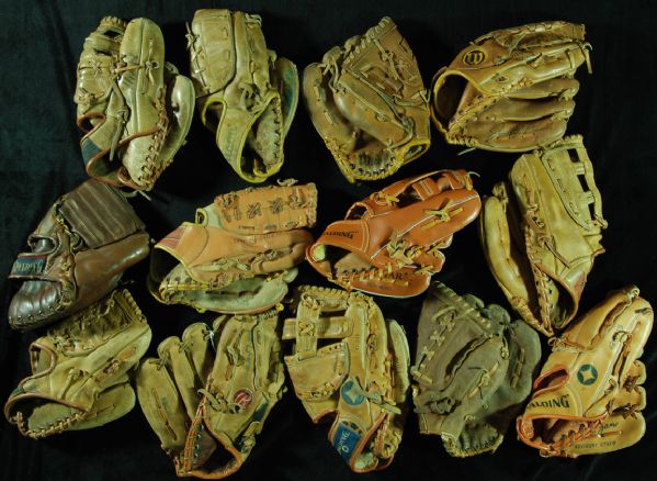 Vintage Personal Model Gloves Group of 13 with Willie Mays, Rizzuto