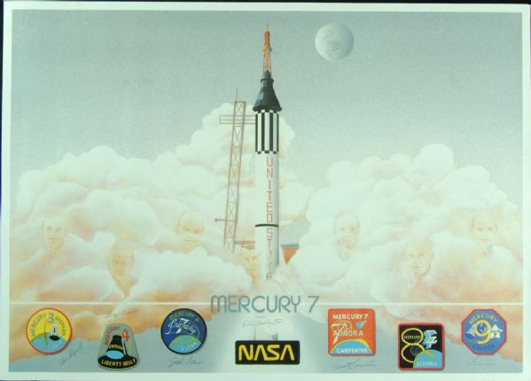 Mercury 7 Multi-Signed 25x35 Lithograph (7 Signatures) 168/1500