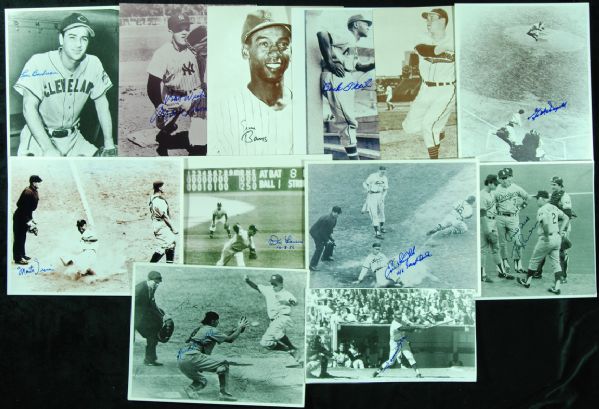 Baseball Signed Oversized Photos (12) with Banks, Lasorda, Ferrell