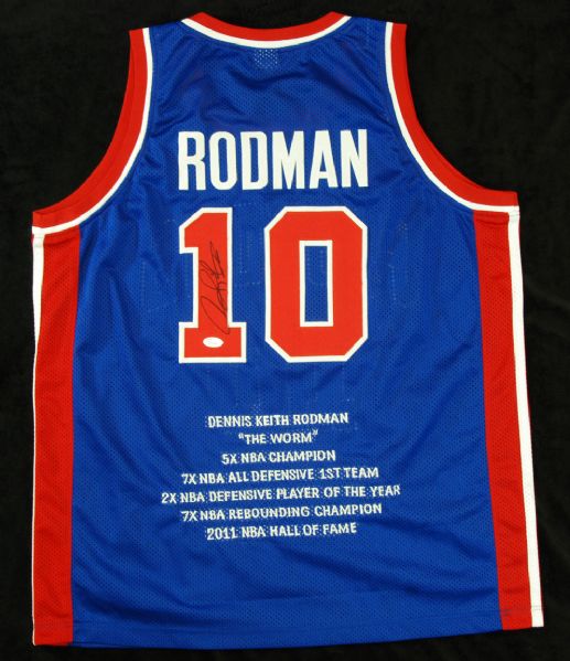 Dennis Rodman Signed Pistons Jersey (JSA)