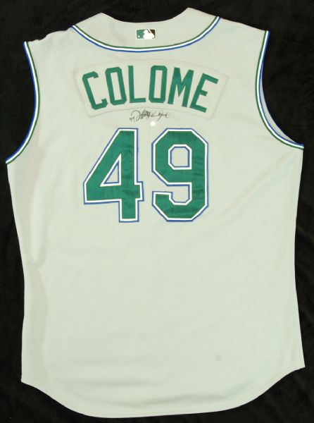 Jesus Colome 2003 Signed Game-Used Tampa Devil Rays Jersey
