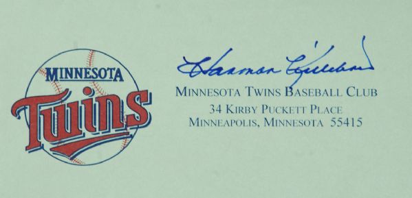 Kirby Puckett & Harmon Killebrew Signed 1991 World Series Program & Envelope 