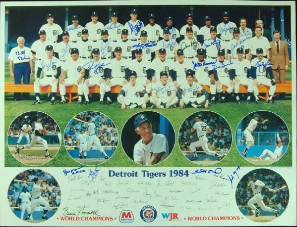 1984 Detroit Tigers Team-Signed Poster (27 Signatures)