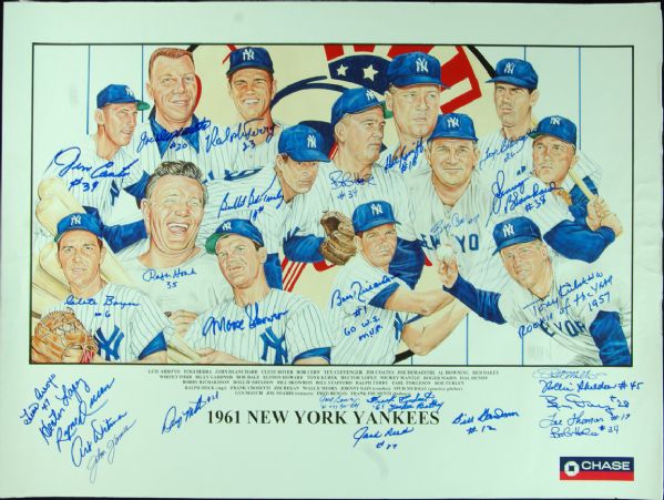 1961 New York Yankees Multi-Signed Poster (29 Signatures)