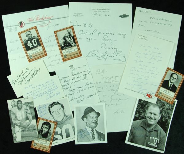 Hall of Famer Signed Photos & Letters Collection (12) with Millner, Paul Brown, Christiansen