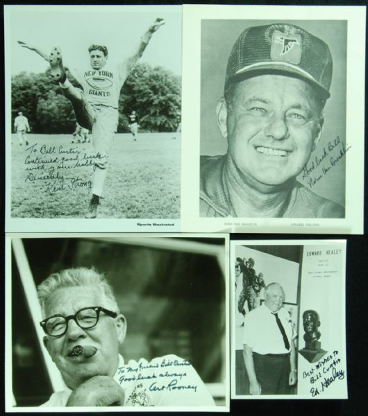 HOFer Signed 8x10 Photo Group of 22 with Ed Healey, Red Grange, Ken Strong, Waterfield, Rooney