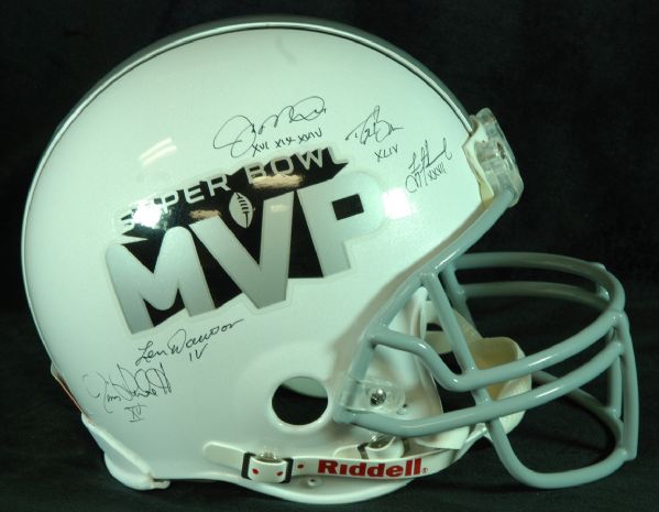 Multi-Signed SB MVP Full-Size Helmet (5 Signatures) with Brees, Aikman, Montana, Plunkett, Dawson
