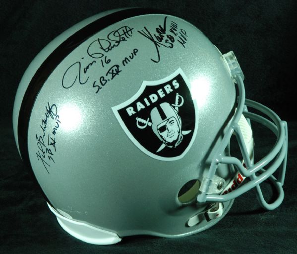 Jim Plunkett, Marcus Allen & Fred Biletnikoff Signed Raiders Full-Size Helmet (JSA)