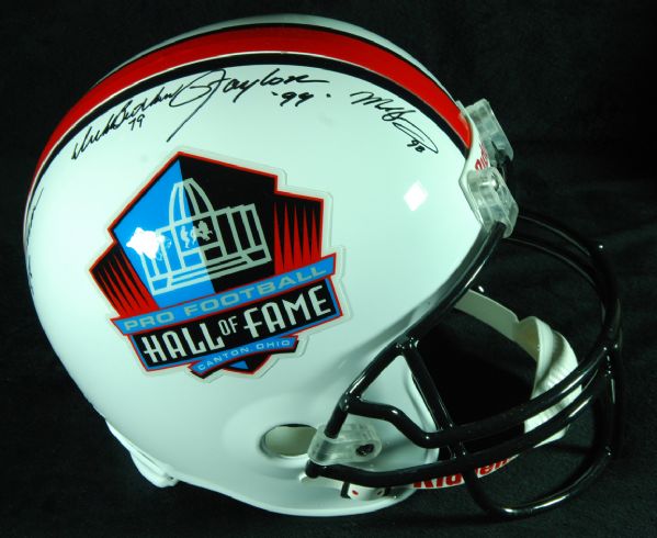 Dick Butkus, Jack Ham, Lawrence Taylor & Mike Ditka Signed HOF Full-Size Helmet