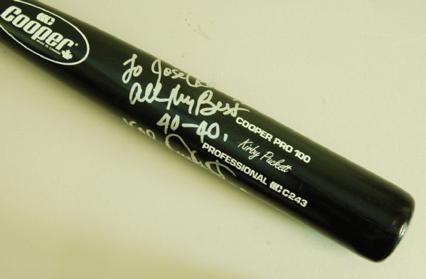 Kirby Puckett Signed Game-Issued Cooper Bat Given to Jose Canseco