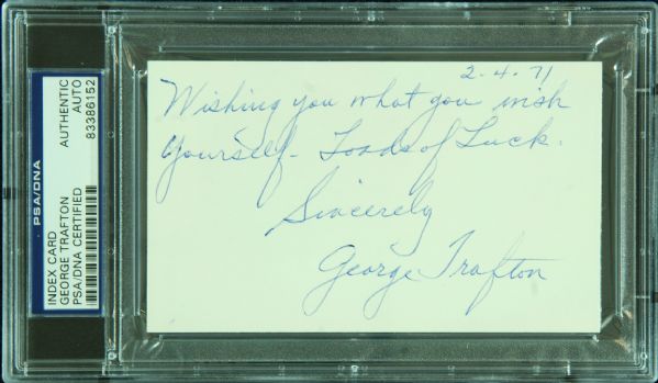 George Trafton Signed 3x5 Index Card (PSA/DNA)