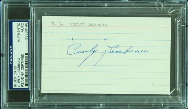 Curly Lambeau Signed 3x5 Index Card (PSA/DNA)