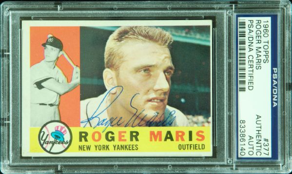 Roger Maris Signed 1960 Topps Card (PSA/DNA)