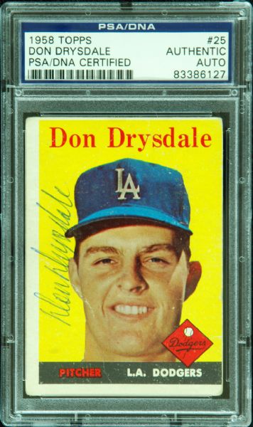 Don Drysdale Signed 1958 Topps Card (PSA/DNA)