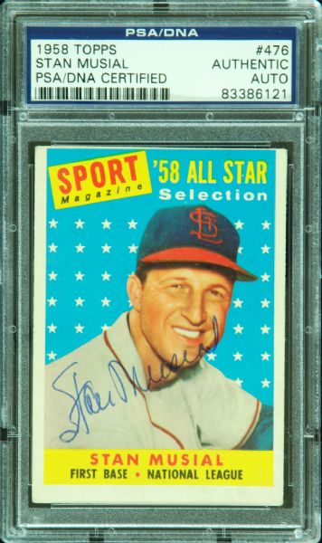 Stan Musial Signed 1958 Topps All-Star Card (PSA/DNA)