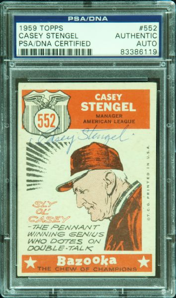 Casey Stengel Signed 1959 Topps All-Star Card (PSA/DNA)